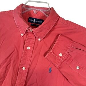 Ralph Lauren Men's XXL Coral Pink Button Down Long Sleeve Dress Shirt
